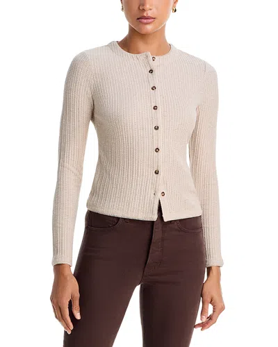 Veronica Beard Lira Picot Trim Crewneck Cardigan In White