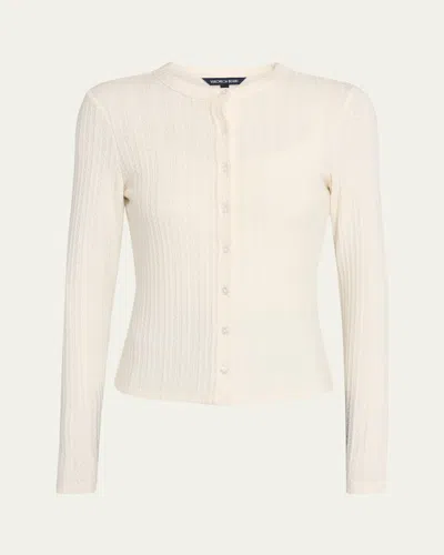 Veronica Beard Pointelle-knit Lira Cardigan In Neutral