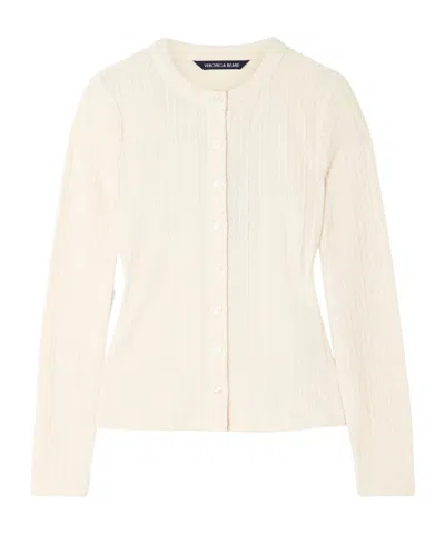 Veronica Beard Lira Pointelle-knit Cardigan In Neutral