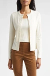 Veronica Beard Lira Textured Cardigan In White
