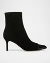 VERONICA BEARD LISA MIXED LEATHER ANKLE BOOTIES