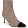 Veronica Beard Lisa Pointed Cap Toe Bootie In Taupe/black