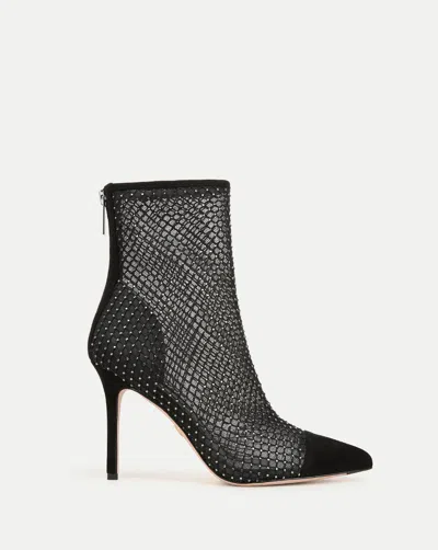 Veronica Beard Lisa Rhinestone Mesh Bootie In Black