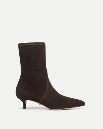 Veronica Beard Lisa Stretch Kitten-heel Ankle Boot In Brown