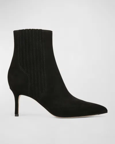 Veronica Beard Lisa Suede Stiletto Ankle Booties In Black