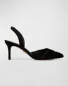 Veronica Beard Women's Lisbeth Pointed Toe Mid Heel Slingback Pumps In Black Suede