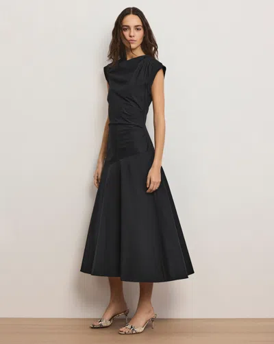 Veronica Beard Lisette Cotton Poplin Midi Dress In Black
