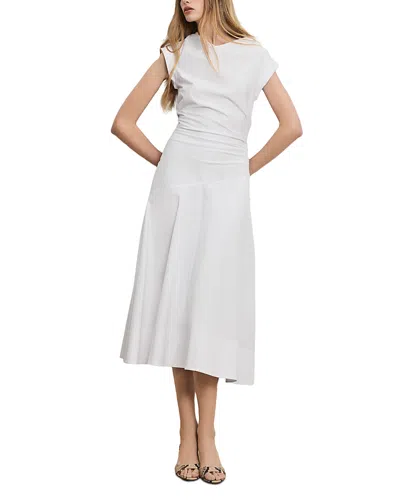 Veronica Beard Lisette Gathered Cotton-blend Poplin Midi Dress In White