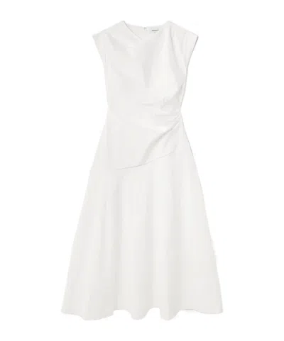 Veronica Beard Lisette Gathered Cotton-blend Poplin Midi Dress In White