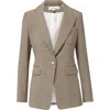 Veronica Beard Livvy Single-button Houndstooth Dickey Jacket In Sand Black