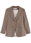 Veronica Beard Livy Dickey Checked Wool-blend Blazer In Brown