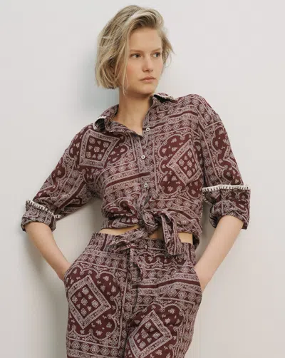 Veronica Beard Paisley Print Lloyd Shirt In Brown