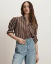 Veronica Beard Lloyd Stripe Button-front Shirt In Brown