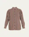 Veronica Beard Lloyd Stripe Button-front Shirt In Brown