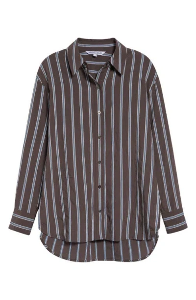 Veronica Beard Lloyd Stripe Woven Shirt In Brown