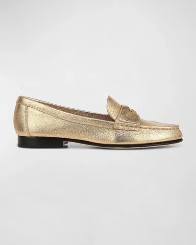 Veronica Beard Loafers Gold Suede Slip-on Comfort Shoes Hawk716