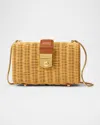 Veronica Beard Lock Box Rattan Clutch Bag In Natural Wicker Hazelwood