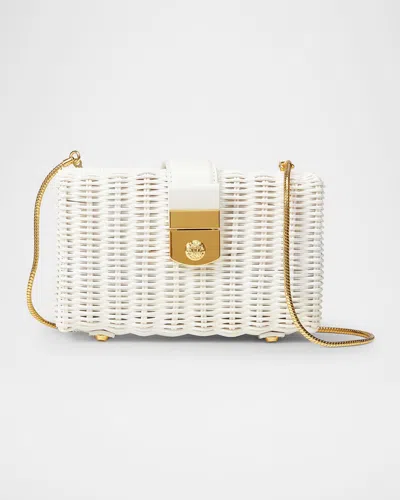 VERONICA BEARD LOCK BOX RATTAN CLUTCH BAG