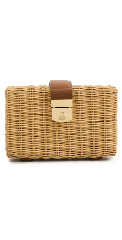 Veronica Beard Lock Box Trap Clutch Natural Wicker