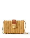 Veronica Beard Lock Box Rattan Clutch Bag In Natural Wicker/hazelwood