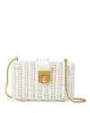 Veronica Beard Lock Box Wicker Clutch Bag In Off White
