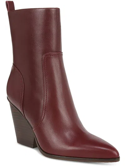 Veronica Beard Logan Womens Leather Zipper Ankle Boots In Burgundy
