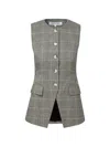 Veronica Beard Lois Check Button Jacket In Gray