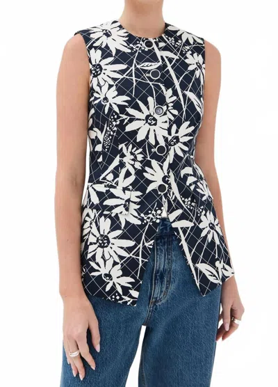 Veronica Beard Lois Crewneck Vest In Navy Dove In Multi