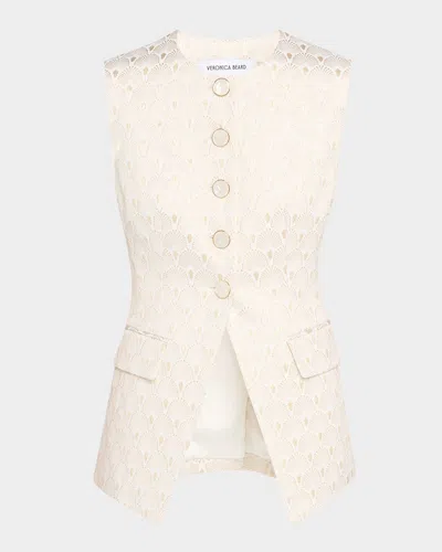 Veronica Beard Lois Embroidered Vest In Neutral
