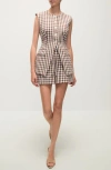 Veronica Beard Lois Gingham Seersucker Cutaway Vest In Light Chickory Dove