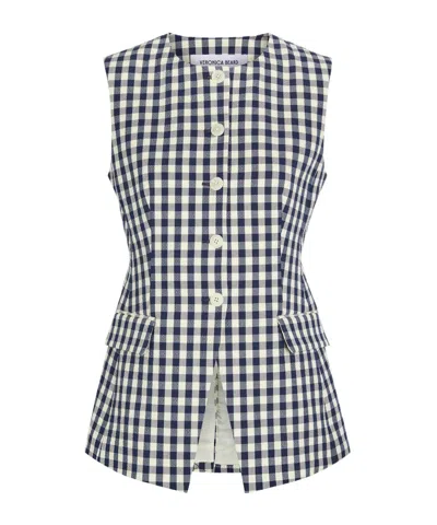 Veronica Beard Lois Gingham Seersucker Vest In Multi-color