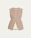 Veronica Beard Lois Gingham Seersucker Cutaway Vest In Light Chickorydove