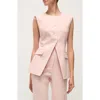 Veronica Beard Lois Linen Vest In Pink Shell