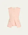 Veronica Beard Lois Linen Vest In Pink Shell