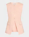 Veronica Beard Lois Linen Vest In Pink Shell