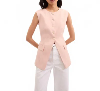 Veronica Beard Lois Linen Vest Top In Pinkshell