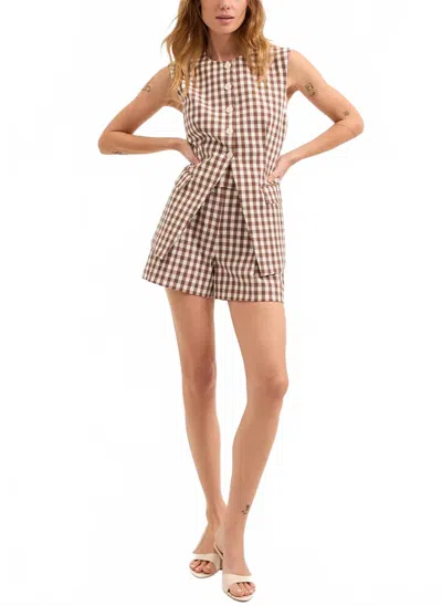 VERONICA BEARD LOIS VEST IN BROWN WHITE