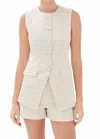 Veronica Beard Lois Vest In Off White/gold In Brown