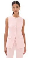 Veronica Beard Lois Linen Vest In Pink Shell