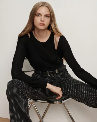 Veronica Beard Lolasee Merino Wool Pullover In Black