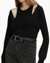 Veronica Beard Lolasee Pullover Top In Black In Black