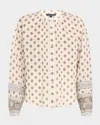 Veronica Beard Lollie Mixed Print Cotton Blend Button-up Shirt In White
