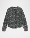 Veronica Beard Lollie Long-sleeve Silk Blouse In Multi