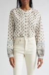 Veronica Beard Lollie Mixed Print Cotton Blend Button-up Shirt In White