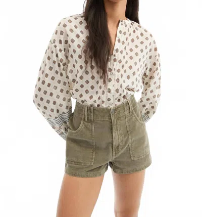 Veronica Beard Lollie Paisley Button-down Blouse In Dove Multi In Green