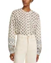 Veronica Beard Lollie Mixed Print Cotton Blend Button-up Shirt In White