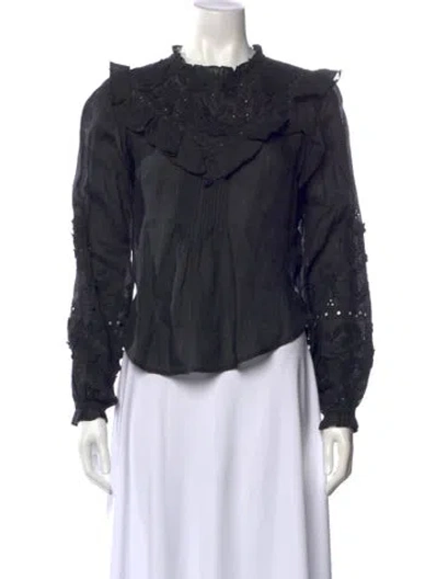 Pre-owned Veronica Beard Long Sleeve Blouse In Black