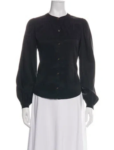 Pre-owned Veronica Beard Long Sleeve Blouse In Black