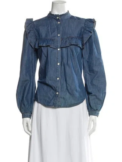 Pre-owned Veronica Beard Long Sleeve Blouse In Blue