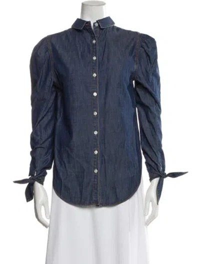 Pre-owned Veronica Beard Long Sleeve Blouse In Blue